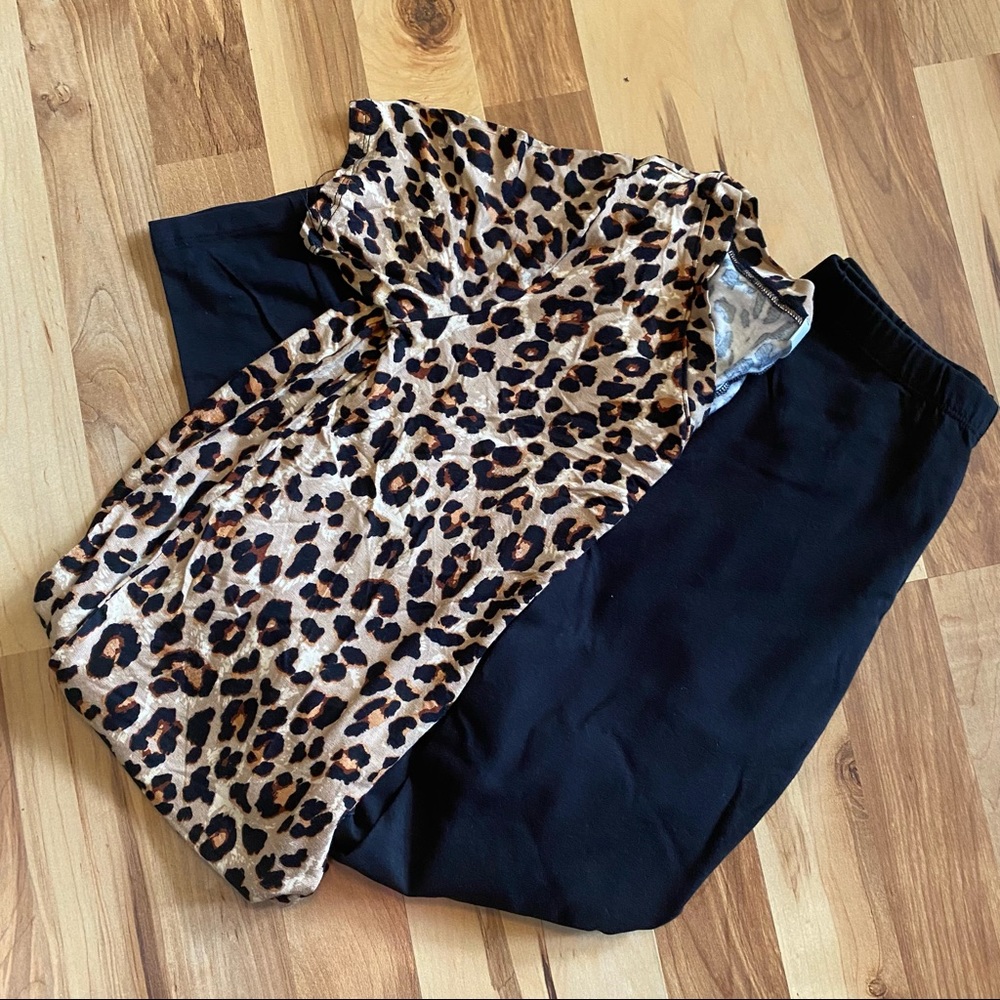 Zenana Two Piece Cheetah Print V-neck and Leggings Lounge Set l S